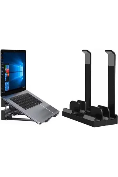 Ronanna Laptop Stand Dikey ve Eğimli 3 Slotlu Ayarlanabilir Masaüstü Organizer Telefon Tablet Uyumlu Kaymaz