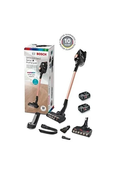 Bosch LED Başlıklı Unlimited Serie 8 Kablosuz Süpürge Gen2 Dikey Şarjlı Çift Bataryalı 90DK Temizlik