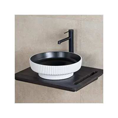 Lena E-W1501MSB Mat Siyah Beyaz Tezgah Üstü Lavabo