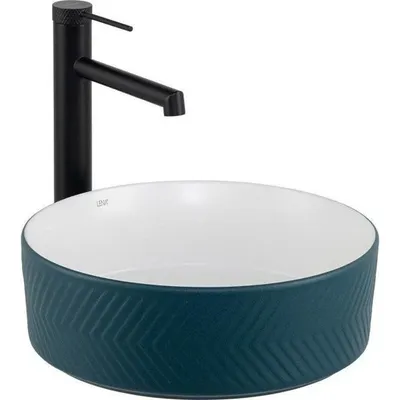 Lena E-W5002YB Mat Yeşil Parlak Beyaz Tezgah Üstü Lavabo