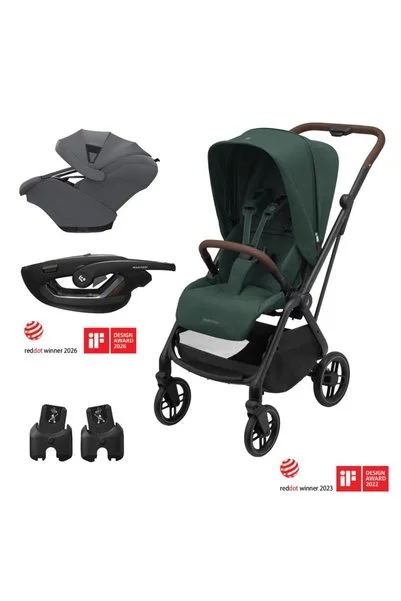 MAXİ-COSİ Leona2-Coral Slide Pro Tek Elle Katlanabilen Çift Yönlü Seyahat Sistem Bebek Arabası Green-Grap