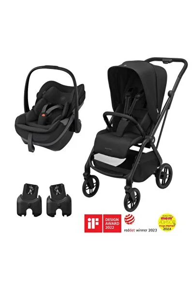 MAXİ-COSİ Leona2-Pebble Slide Pro Tek Elle Katlanan Çift Yönlü Seyahat Sistem Bebek Arabası Black