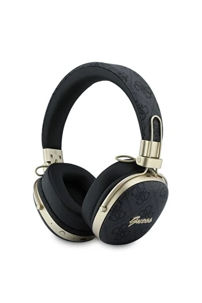 Guess Lisanslı ENC Teknolojili 4G Desen Metal Script Logolu Kulak Üstü Bluetooth Kulaklık v5.4 Siyah