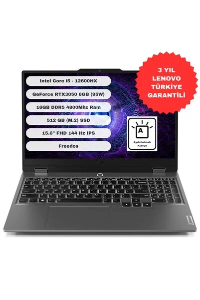 LENOVO LOQ 15IAX9 GTI16 Intel Core i5 12600HX 16GB 512GB SSD RTX3050 Freedos 15.6" FHD 83GS00PDTR