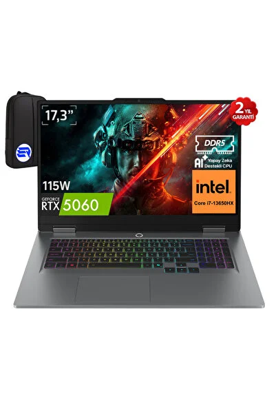 LENOVO LOQ 17IRX10 I7-13650HX 16GB 1TB SSD RTX5060 115W 17.3" 165Hz W11P 83JH00CNTR + ElektroPasaj Çanta