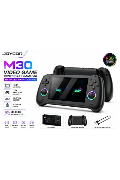 JOYCOR M30 Taşınabilir Retro Oyun Konsolu 4.3 İnç HD LCD Ekran 30+ Emülatör Destekli RGB Analoglu 3.000 mAh