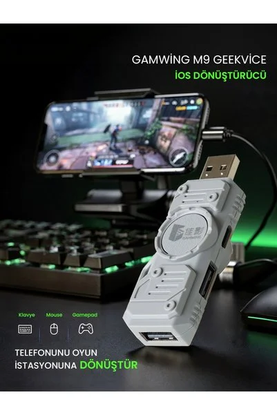 GAMWİNG M9 Geekvice Cod Mobile Klavye & Mouse Konsol Bağlayıcı – Makro 1000hz İos Android