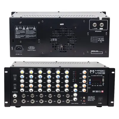 Magicvoice MV-300EF-TR 300 W 6 Mikrofon Girişli USB-Bluetooth Destekli Trafolu Mixer Anfi