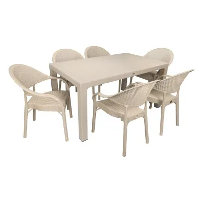 Mandella Elit Rattan 90x150 cm Eylül Çöl Beji Koltuk Masa Takımı