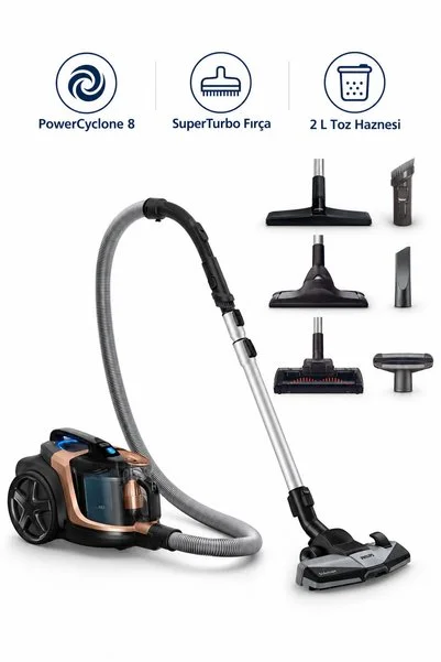 Philips Marathon Daily PowerCyclone 8 SuperTurbo Torbasız Süpürge Tiftik Makinesi hediye