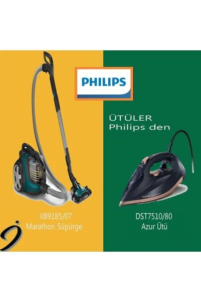 Philips Marathon Ultimate Torbasız Süpürge, XB9185/07 + Azur 7000 Buharlı Ütü DST7510/80