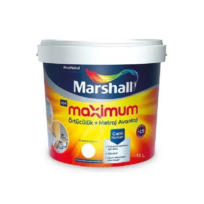 Marshall Boya Marshall Kum Beji 15 lt Silikonlu Özel Mat Silinebilir İç Cephe Boyası