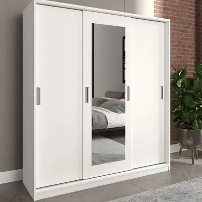 MERLİN MOBİLYA Yonca 3 Kapaklı 8 Bölmeli Aynalı Dolap