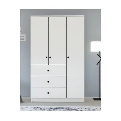 Metalia Gm 308 Ece Lüx 3 Kapı 3 Çekmeceli Düğme Kulplu Gardırop