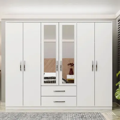 Metalia Lüx 6 Kapılı 2 Çekmeceli Aynalı Gardrop
