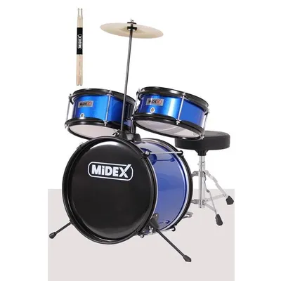 Midex CD300X-BL Akustik Junior Davulu Seti 5-14 Yaş İçin Full Set Çocuk Baterisi
