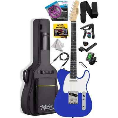 Midex Tlx-50bl Tele Kasa Maple Klavye 2 Single-coil Manyetik Elektro Gitar