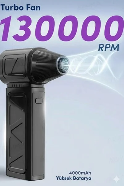 AyPenye Mini Turbo Fan 130.000 RPM Şarjlı 8000 Mah Batarya 4 Vitesli Taşınabilir Elektrikli Hava Üfleyici Ko