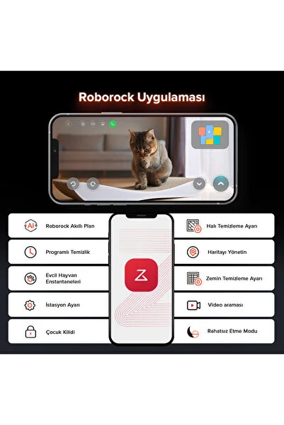 Roborock Mop İstasyonlu 22.000 Pa HyperForce Emiş Gücü, 7,98 cm Ultra İnce Tasarım Sıcak Su ile Mop Yıkama ve Otomatik Toz Boşaltma Özellikli Premium Robot Süpürge