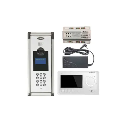 Multitek 20 Daire MB-10 Şifreli Panelli MB-41 4.3 inç Beyaz Görüntülü Diafon Paketi
