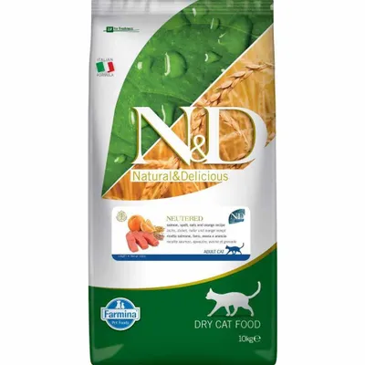 N&D Düşük Tahıllı Somonlu Kısırlaştırılmış 10 kg Kuru Kedi Maması