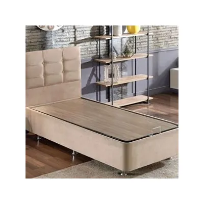 Niron Polo 120x200 cm Tek Kişilik Sütlü Kahve Silinebilir Soho Kumaş Baza ve Başlık Seti