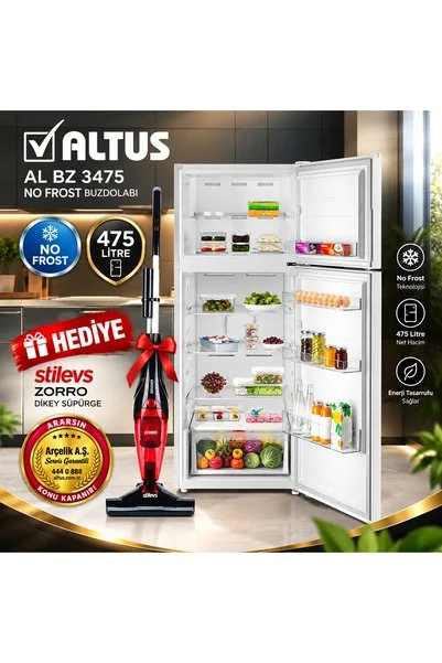 Altus No-Frost 475 Lt Buzdolabı + Dik Süpürge Hediyeli
