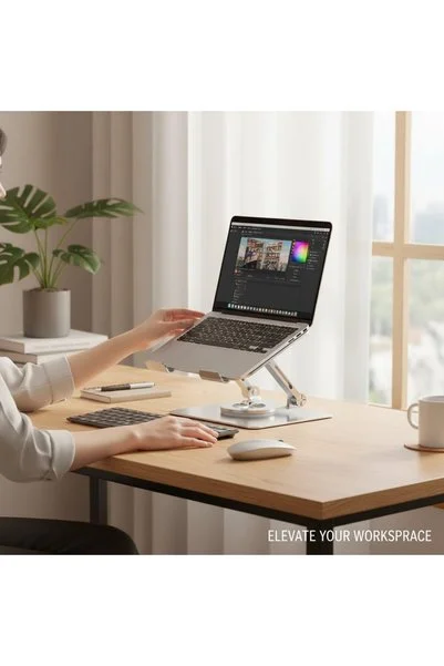 Ronanna Notebook ve Laptop Uyumlu 360 Derece Dönen Stand, Ayarlanabilir Laptop Tutucu, Sağlam Tabanlı, Yükse