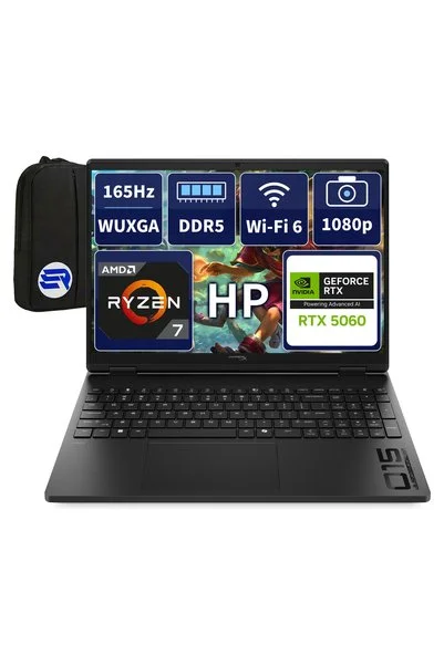 HP OMEN 15-GB0004NT D2QV9EAEP1 Ryzen7 260 RTX5060 16GBRAM 512GBSSD 15.3 WUXGA165Hz Win11Pro + Çanta