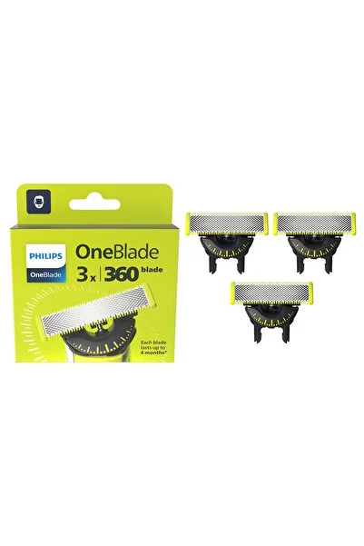 Philips OneBlade 360 QP430/50 yedekleri, 3 bıçak, tüm OneBlade cihazlarıyla uyumludur