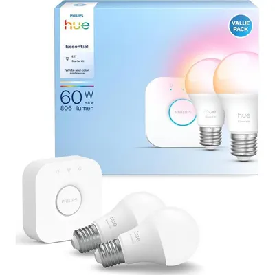 Philips Hue Essential 806 Lumen 60W E27 2'li Akıllı LED Ampul