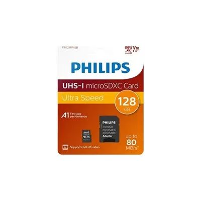 Philips Ultra Speed FM12MP45B Class 10 UHS-I U1 A1 V10 128 GB Micro SD Kart