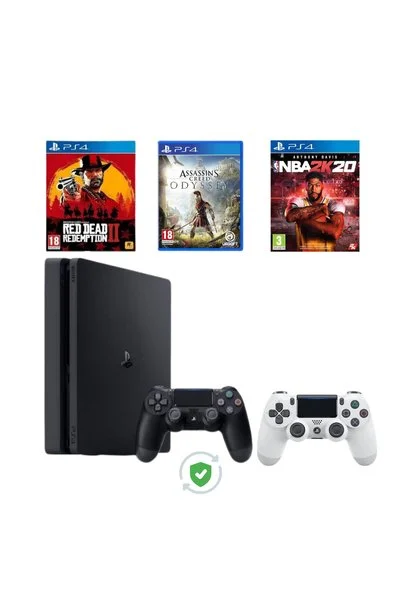 Sony PlayStation 4 Slim 1TB + RDR 2 | NBA2K20 | AC Origins + DualShock 4