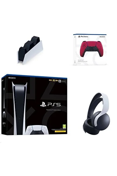 Sony Playstation 5 Digital Oyun Konsolu (eurasia ) + 2. Ps5 Kol + Şarj Istasyonu +ps5 Pulse Kulaklık