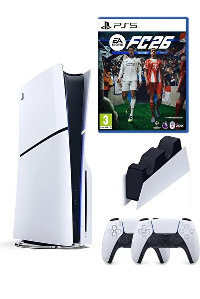 Sony Playstation 5 slim +2.kol dualsense + Şarj İstasyonu +Ps5 FC26 (İthalatçı Garantili )