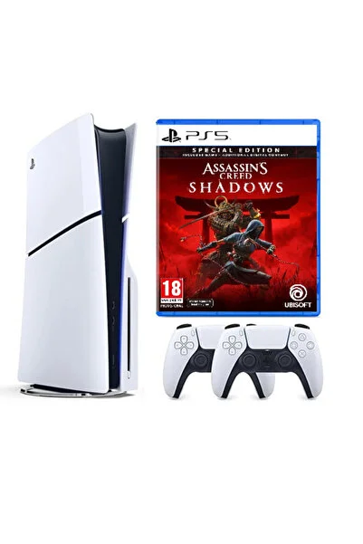 Sony Playstation 5 slim Cdli + 2.kol Dualsense + Assasin's Creed Shadows ( İthalatçı Garantili)