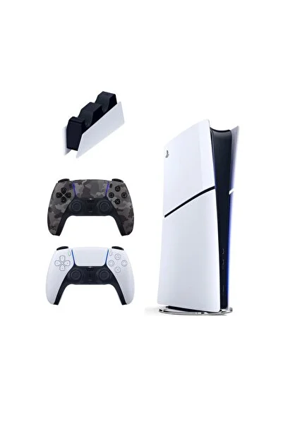 Sony Playstation 5 Slim Digital 825 GB + Şarj İstasyonu + 2. Kamuflaj Dualsense İthalatçı Garantili