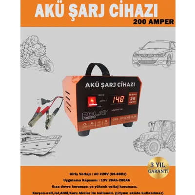 Polat 12V 10-200A Akü Şarj Cihazı
