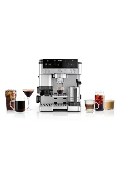 NINJA Premier Espresso Makinesi – Gümüş | Profesyonel Basınçlı Kahve Makinesi |Süt Köpürtücü - HEDİYELİ