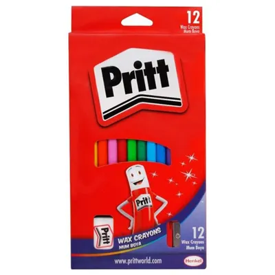 Pritt 12'li Pastel Mum Boya + Kalemtraş + Silgi