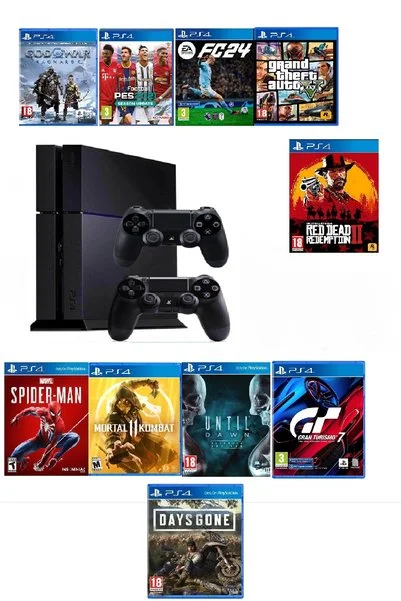 Sony Ps4 1 Tb FAT Kasa 10 Oyunlu 2 Adet V2 Kol (11.00V) Teşhir Ürün 12 Ay Garanti