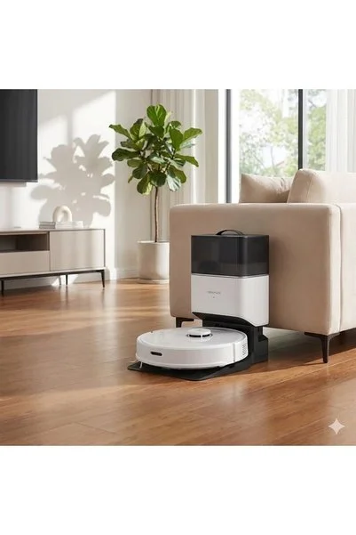 Roborock Q8 Max Plus Çöp Istasyonlu 5500PA Emiş Güçü Saç Dolanmayan Çift Fırça Akıllı Robot Süpürge Beyaz