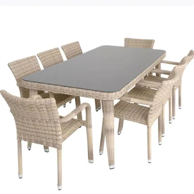 ReHome Peter 100x215 Rattan Bahçe Masa Takımı