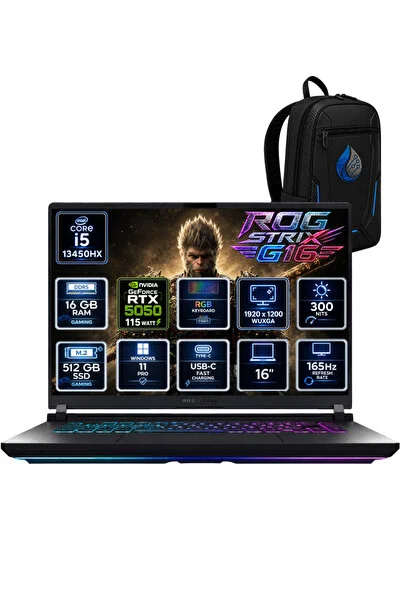 ASUS ROG Strix G16 Intel Core i5-13450HX 16 GB DDR5 512 GB SSD RTX 5050 8GB 16'' WUXGA IPS 165Hz Win