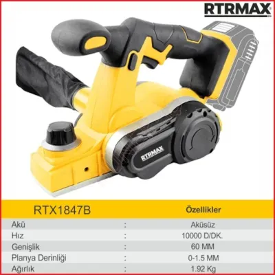RTRMAX RTX1847B Solo Akülü Planya Makinesi