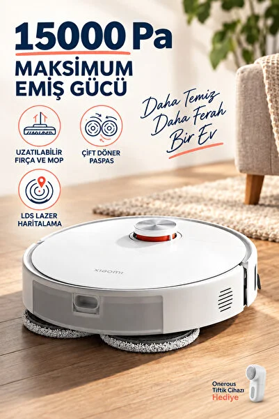 Xiaomi S40 Pro Robot Süpürge 15000 Pa 430 ml Toz Hazneli 5200 mAh Bataryalı Uzatılabilir Fırçalı Beyaz + Tiftik Cihazı(Onerous)