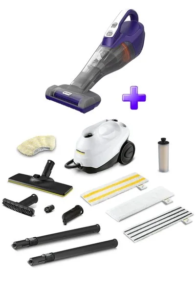 Karcher SC 3 EF Anniversary Buharlı Temizlik Makinesi ve Black Decker Pet Başlıklı Şarjlı El Süpürgesi