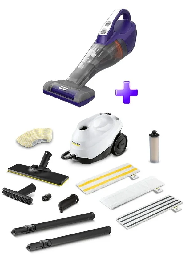 Karcher SC 3 EF Anniversary Buharlı Temizlik Makinesi ve Black Decker Pet Başlıklı Şarjlı El Süpürgesi