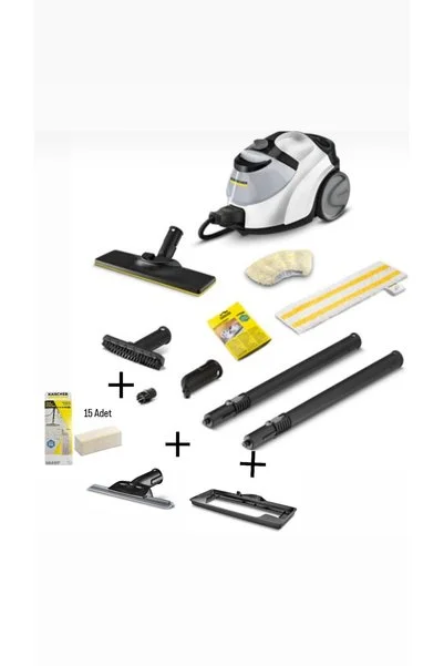 Karcher SC 5 EasyFix IronPlug + CamTemizlemeAparatı+ HalıBaşlığı+ 15 Adet Mikrofiber Bez