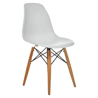Seduna Beyaz Eames Sandalye - Natural Ahşap Ayaklı
